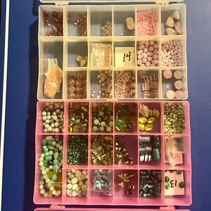 Jewelry making supplies, beads, findings, crystals, cases (13 & 14)